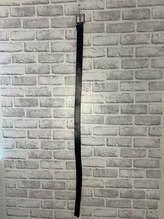 Unbranded Other - Classic Black Genuine Leather Belt with Square Silver-Tone Buckle